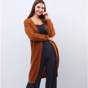 Forever 21 Burnt Orange Long-line Open Cardigan -S